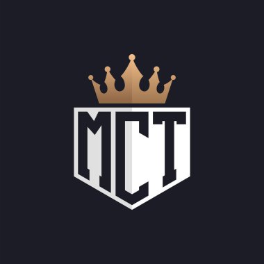 Crown 'lu lüks MCT logosu. Seçkin Markalar için Zarif Baş harfler MCT Harf Logosu. Üst Düzey İşletmeler için MCT Monogramı