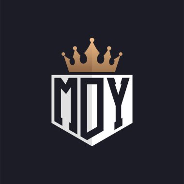 Crown 'lu lüks MDY logosu. Seçkin Markalar için MDY Letter Logosu. Üst Düzey İşletmeler İçin Harf MDY Monogramı