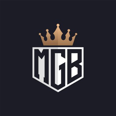 Crown 'lu lüks MGB logosu. Seçkin Markalar için MGB Harf Logosu. Üst Düzey İşletmeler için MGB Monogramı