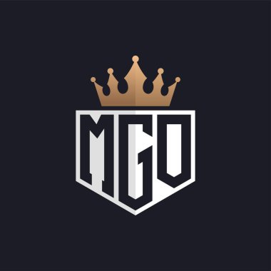 Luxury MGO Logo with Crown. Elegant Initials MGO Letter Logo for Exclusive Brands. Letter MGO Monogram for High-End Businesses clipart