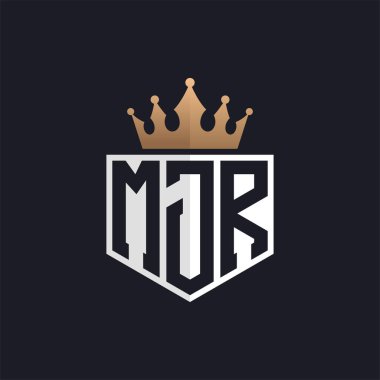 Crown 'lu lüks MJR Logosu. Seçkin Markalar için MJR Harf Logosu. Üst Düzey İşletmeler için MJR Monogramı