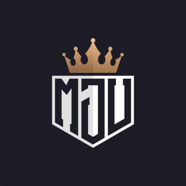 Luxury MJU Logo with Crown. Elegant Initials MJU Letter Logo for Exclusive Brands. Letter MJU Monogram for High-End Businesses clipart