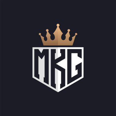 Crown 'lu lüks MKG logosu. Seçkin Markalar için MKG Harf Logosu. Üst Düzey İşletmeler için MKG Monogramı