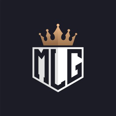 Crown 'lu lüks MLG logosu. Seçkin Markalar için MLG Harf Logosu. Üst Düzey İşletmeler için MLG Monogramı