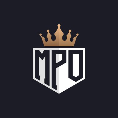 Luxury MPO Logo with Crown. Elegant Initials MPO Letter Logo for Exclusive Brands. Letter MPO Monogram for High-End Businesses clipart