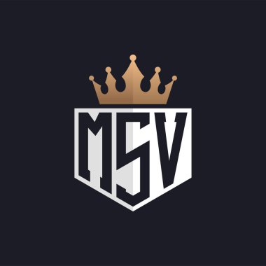 Luxury MSV Logo with Crown. Elegant Initials MSV Letter Logo for Exclusive Brands. Letter MSV Monogram for High-End Businesses clipart