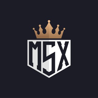 Crown ile lüks MSX Logosu. Seçkin Markalar için MSX Harf Logosu. Üst Düzey İşletmeler için MSX Monogramı