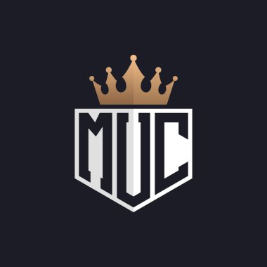 Luxury MUC Logo with Crown. Elegant Initials MUC Letter Logo for Exclusive Brands. Letter MUC Monogram for High-End Businesses clipart