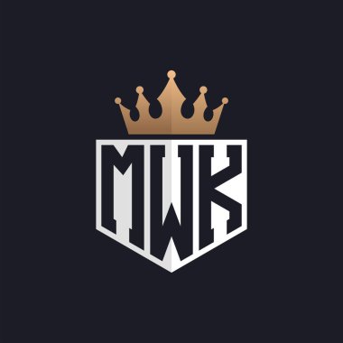 Luxury MWK Logo with Crown. Elegant Initials MWK Letter Logo for Exclusive Brands. Letter MWK Monogram for High-End Businesses clipart