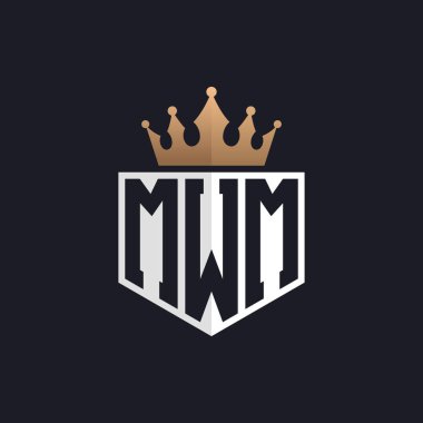 Crown 'la lüks MWM Logosu. Seçkin Markalar için Zarif Baş harfleri MWM Harf Logosu. Üst Düzey İşletmeler için MWM Monogramı