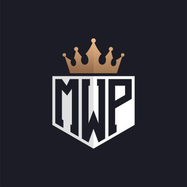 Luxury MWP Logo with Crown. Elegant Initials MWP Letter Logo for Exclusive Brands. Letter MWP Monogram for High-End Businesses clipart