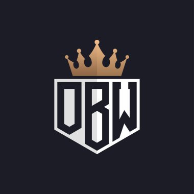 Crown 'la lüks OBW logosu. Seçkin Markalar için Seçkin Baş harfler OBW Harf Logosu. Üst Düzey İşletmeler için OBW Monogramı