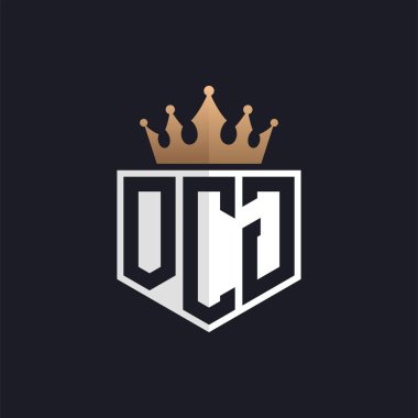 Crown 'la lüks OCJ logosu. Seçkin Markalar için Seçkin Baş harfler OCJ Harf Logosu. Üst Düzey İşletmeler için Harf OCJ Monogramı