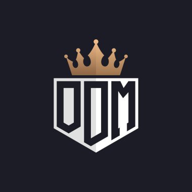Crown 'lu lüks ODM logosu. Seçkin Markalar için Seçkin Baş harfler ODM Harf Logosu. Üst Düzey İşletmeler için ODM Monogramı