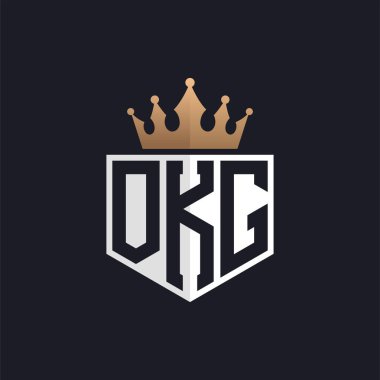 Crown 'la lüks bir logo. Seçkin Markalar için Zarif Baş harfler OKG Harf Logosu. Üst Düzey İşletmeler için OKG Monogramı