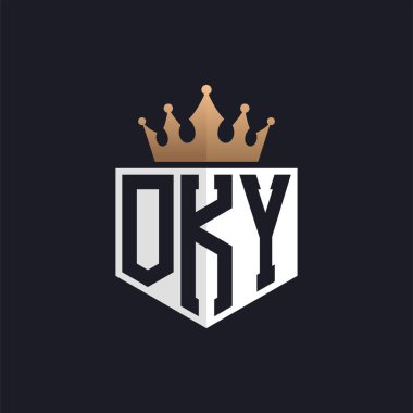 Crown 'la lüks bir logo. Seçkin Markalar için Zarif Baş harfler OKY Harf Logosu. Üst Düzey İşletmeler için OKY Monogramı