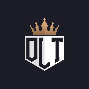 Crown 'lu lüks OLT logosu. Seçkin Markalar için Seçkin Baş harfler OLT Harf Logosu. Üst Düzey İşletmeler için OLT Monogramı