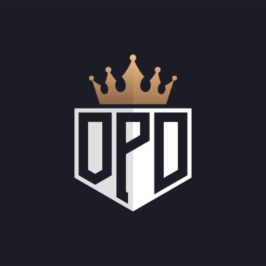 Crown 'lu lüks OPD logosu. Seçkin Markalar için OPD Harf Logosu. Üst Düzey İşletmeler için OPD Monogramı