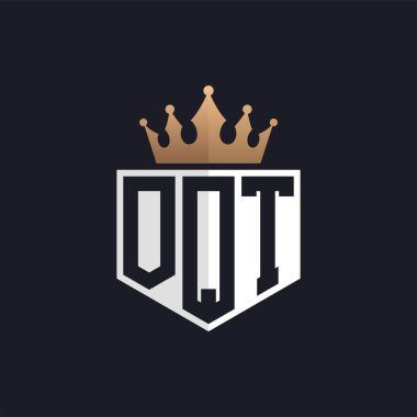 Crown 'la lüks OQT Logosu. Seçkin Markalar için Seçkin Baş harfler OQT Harf Logosu. Üst Düzey İşletmeler için OQT Monogramı