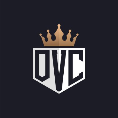 Crown 'lu lüks OVC logosu. Seçkin Markalar için Seçkin Baş harfler OVC Harf Logosu. Üst Düzey İşletmeler için OVC Monogramı