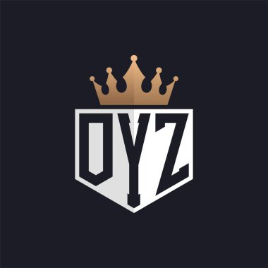 Crown 'la lüks OYZ logosu. Seçkin Markalar için Seçkin OYZ Harf Logosu. Üst Düzey İşletmeler İçin OYZ Monogramı