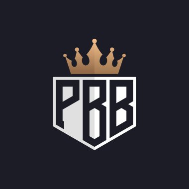 Crown 'lu lüks PBB logosu. Seçkin Markalar için Zarif Baş harfler PBB Harf Logosu. Üst Düzey İşletmeler için PBB Harfi Monogramı