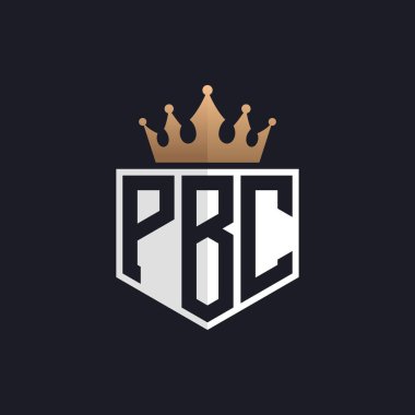Crown 'lu lüks PBC logosu. Seçkin Markalar için PBC Harf Logosu. Üst Düzey İşletmeler için PBC Monogramı