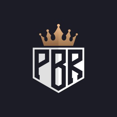 Crown 'lu lüks PBR logosu. Seçkin Markalar için Zarif Baş harfler PBR Harf Logosu. Üst Düzey İşletmeler için PBR Monogramı