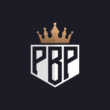 Crown 'lu lüks PBP logosu. Seçkin Markalar için Zarif Baş harfler PBP Harf Logosu. Üst Düzey İşletmeler için PBP Monogramı