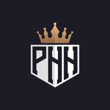 Crown 'lu lüks PHH logosu. Seçkin Markalar İçin Zarif Baş harfleri PHH Harf Logosu. Üst Düzey İşletmeler için PHH Monogramı