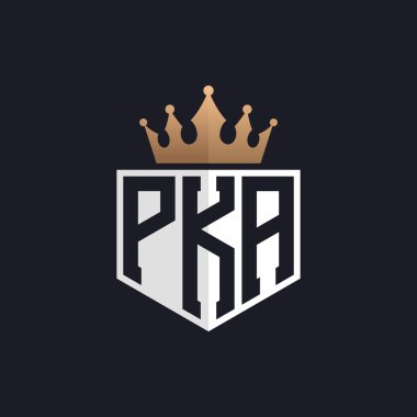 Crown 'lu lüks PKA logosu. Seçkin Markalar için Zarif Baş harfler PKA Harf Logosu. Üst Düzey İşletmeler için Harf PKA Monogramı