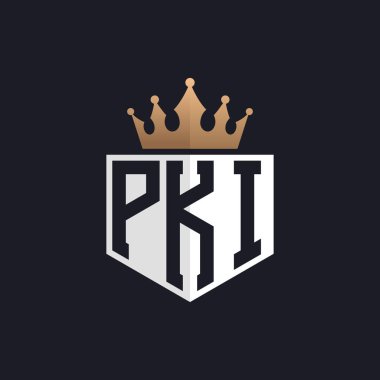 Luxury PKI Logo with Crown. Elegant Initials PKI Letter Logo for Exclusive Brands. Letter PKI Monogram for High-End Businesses clipart