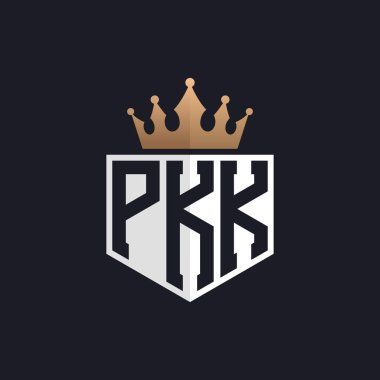 Taçlı lüks PKK logosu. Seçkin Markalar için Zarif PKK Mektup Logosu. Üst Düzey İşletmeler İçin PKK Mektubu Monogramı