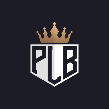 Crown 'lu lüks PLB logosu. Seçkin Markalar için Zarif Baş harfler PLB Harf Logosu. Üst Düzey İşletmeler için PLB Monogramı