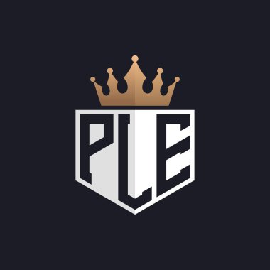 Luxury PLE Logo with Crown. Elegant Initials PLE Letter Logo for Exclusive Brands. Letter PLE Monogram for High-End Businesses clipart