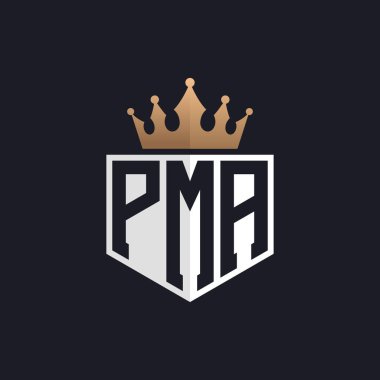 Luxury PMA Logo with Crown. Elegant Initials PMA Letter Logo for Exclusive Brands. Letter PMA Monogram for High-End Businesses clipart