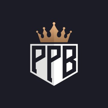 Crown 'lu lüks PPB logosu. Seçkin Markalar için Şık Baş harfler PPB Harf Logosu. Üst Düzey İşletmeler için PPB Monogramı