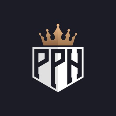 Crown 'lu lüks PPH logosu. Seçkin Markalar için Şık Baş harfler PPH Harf Logosu. Üst Düzey İşletmeler için PPH Monogramı