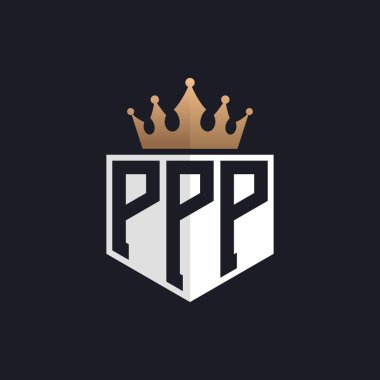 Crown 'lu lüks PPP logosu. Seçkin Markalar için Seçkin Baş harfler PPP Harf Logosu. Üst Düzey İşletmeler için PPP Monogramı