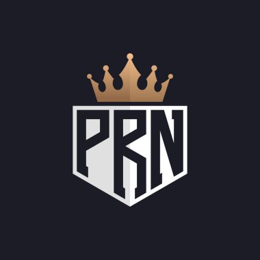 Crown 'lu lüks PRN Logosu. Seçkin Markalar için Zarif Baş harfler PRN Harf Logosu. Üst Düzey İşletmeler için PRN Monogramı