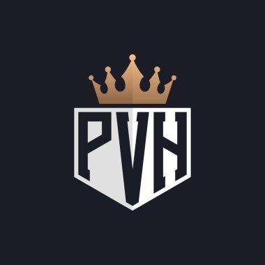 Luxury PVH Logo with Crown. Elegant Initials PVH Letter Logo for Exclusive Brands. Letter PVH Monogram for High-End Businesses clipart