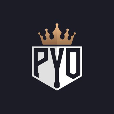 Luxury PYO Logo with Crown. Elegant Initials PYO Letter Logo for Exclusive Brands. Letter PYO Monogram for High-End Businesses clipart