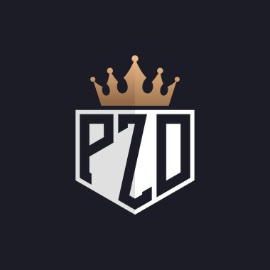 Luxury PZD Logo with Crown. Elegant Initials PZD Letter Logo for Exclusive Brands. Letter PZD Monogram for High-End Businesses clipart