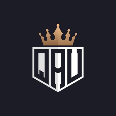 Crown 'la birlikte lüks QAU logosu. Seçkin Markalar için QAU Harf Logosu. Üst Düzey İşletmeler için QAU Monogramı