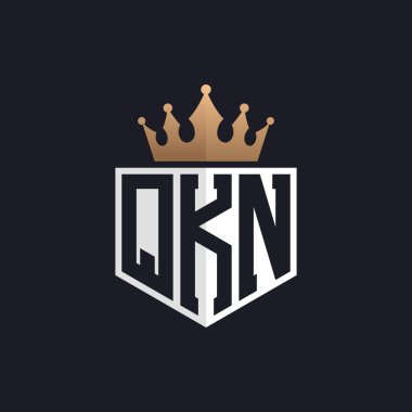 Crown 'lu lüks QKN Logosu. Seçkin Markalar için QKN Harf Logosu. Üst Düzey İşletmeler için QKN Monogramı