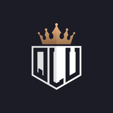 Crown 'lu lüks QLU logosu. Seçkin Markalar için Zarif Baş harfler QLU Harf Logosu. Üst Düzey İşletmeler için QLU Monogramı
