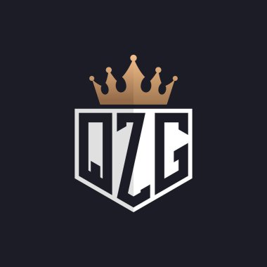 Crown 'lu lüks QZG logosu. Seçkin Markalar için Zarif Baş harfler QZG Harf Logosu. Üst Düzey İşletmeler için QZG Monogramı