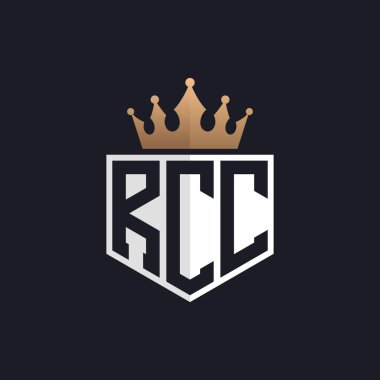 Crown 'lu lüks RCC Logosu. Seçkin Markalar için Zarif Baş harfler RCC Harf Logosu. Üst Düzey İşletmeler için RCC Monogramı