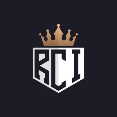 Crown 'lu lüks RCI logosu. Seçkin Markalar için Zarif Baş harfler RCI Harf Logosu. Üst Düzey İşletmeler için RCI Monogramı