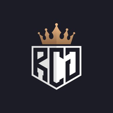 Crown 'lu lüks RCJ logosu. Seçkin Markalar için RCJ Harf Logosu. Üst Düzey İşletmeler için RCJ Monogramı
